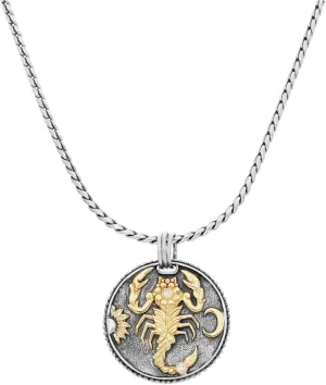 Scorpio Carved Zodiac with Diamond and Chain MEKJ633-109