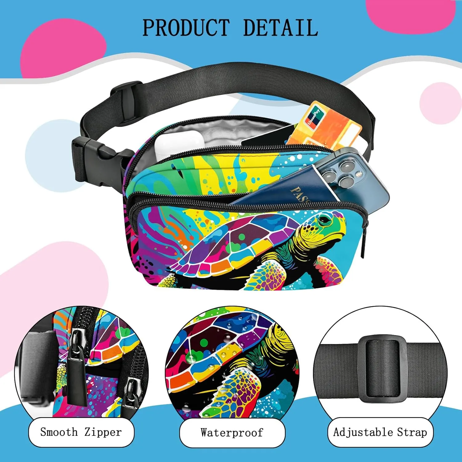 Sea Turtle Fanny Pack Women Belt Bag Fashion Waist Pack Easy for Store with Adjustable Strap Traveling Hiking Running Walking