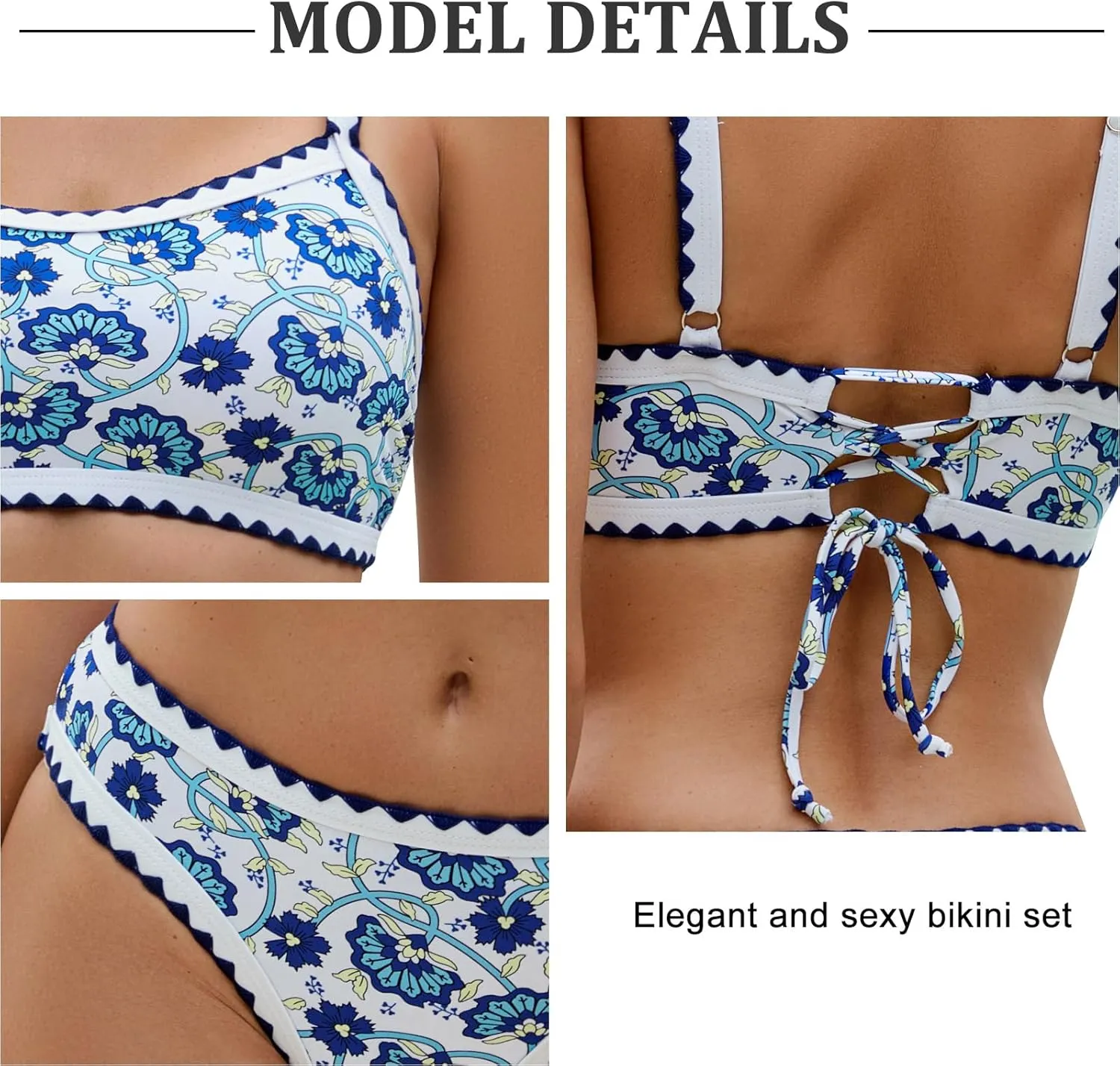 SEAFORM Women Two Piece High Waisted Bikini Set Boho Floral Print Swimsuit Tummy Control Bathing Suits Sexy Vintage Swimwear