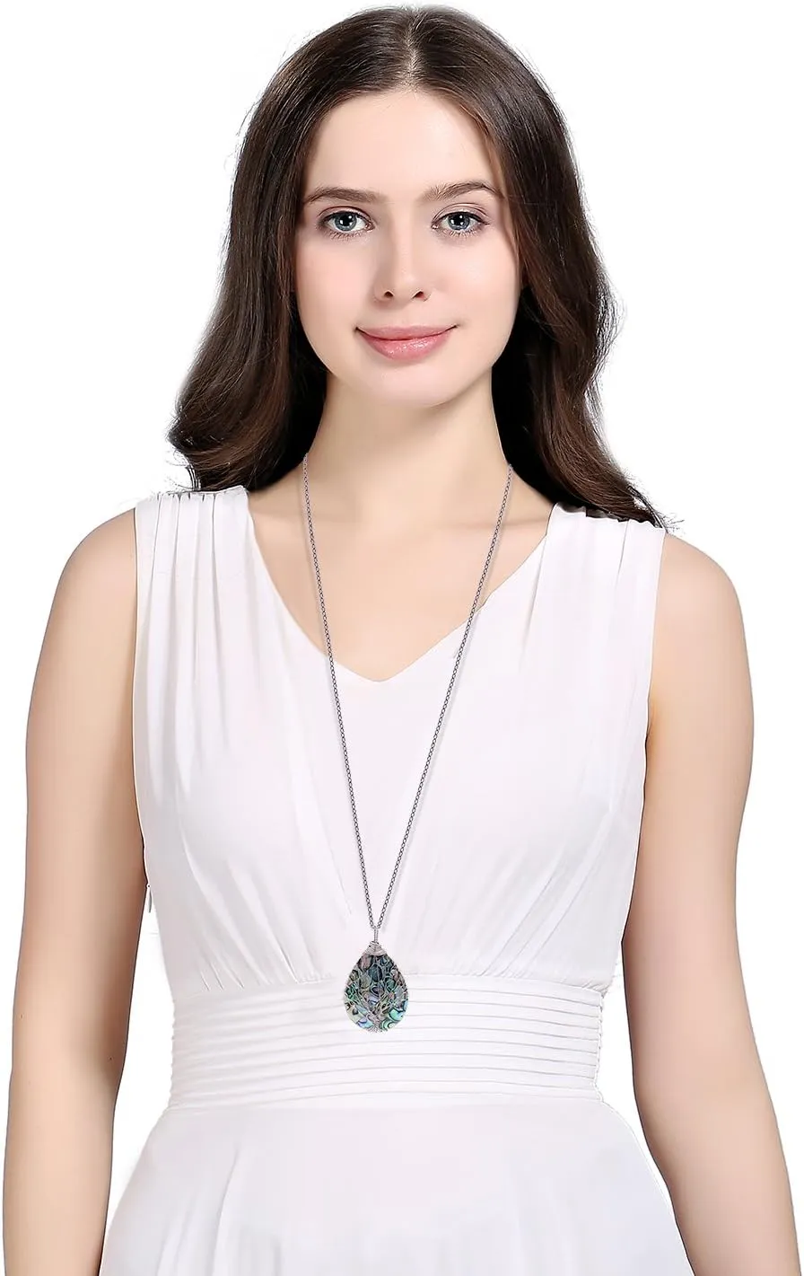 sedmart Tear Drop Abalone Shell Pendent Necklace Wire Wrap Abalone Shell Tree of Life Pendant Necklace Fashion Necklace Jewelry for Women handmade necklace mothers day necklace for mom jewelry