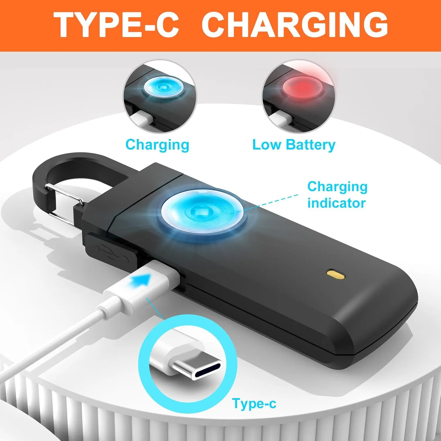 Self Defense USB Rechargeable Alarm,130 dB Loud Siren with LED Strobe Light,Keychain Design for Easier Carrying, Personal Alarm for Women, Children, Elderly. (Aqua)