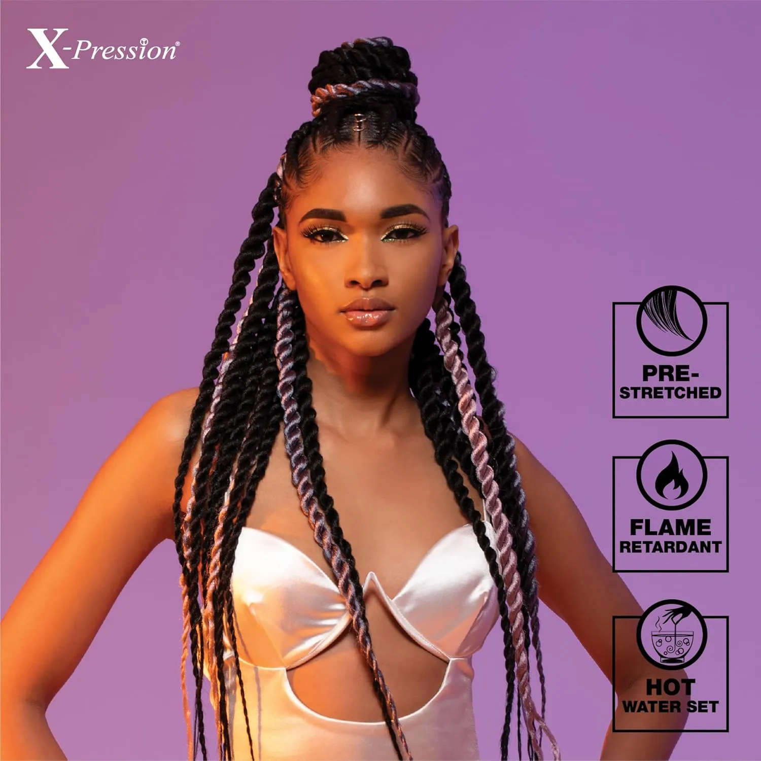 Sensationnel X-pression prestretched braiding hair - 3x braid 58 inch all kanekalon flame retardant synthetic braid for box braids and twists (3 pack, 30 LIGHTAUBURN)