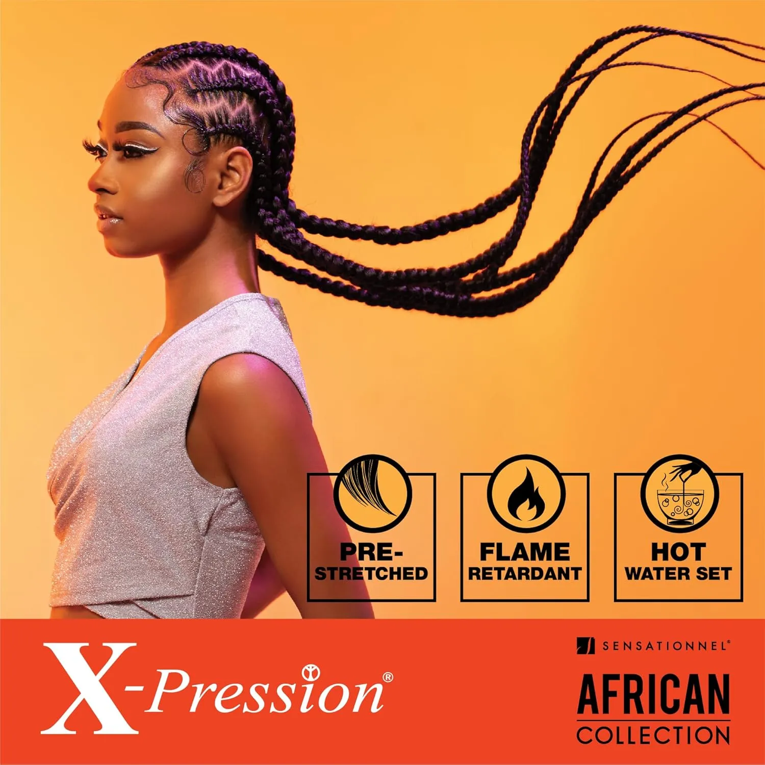 Sensationnel X-pression prestretched braiding hair - 3x braid 58 inch all kanekalon flame retardant synthetic braid for box braids and twists (3 pack, 30 LIGHTAUBURN)