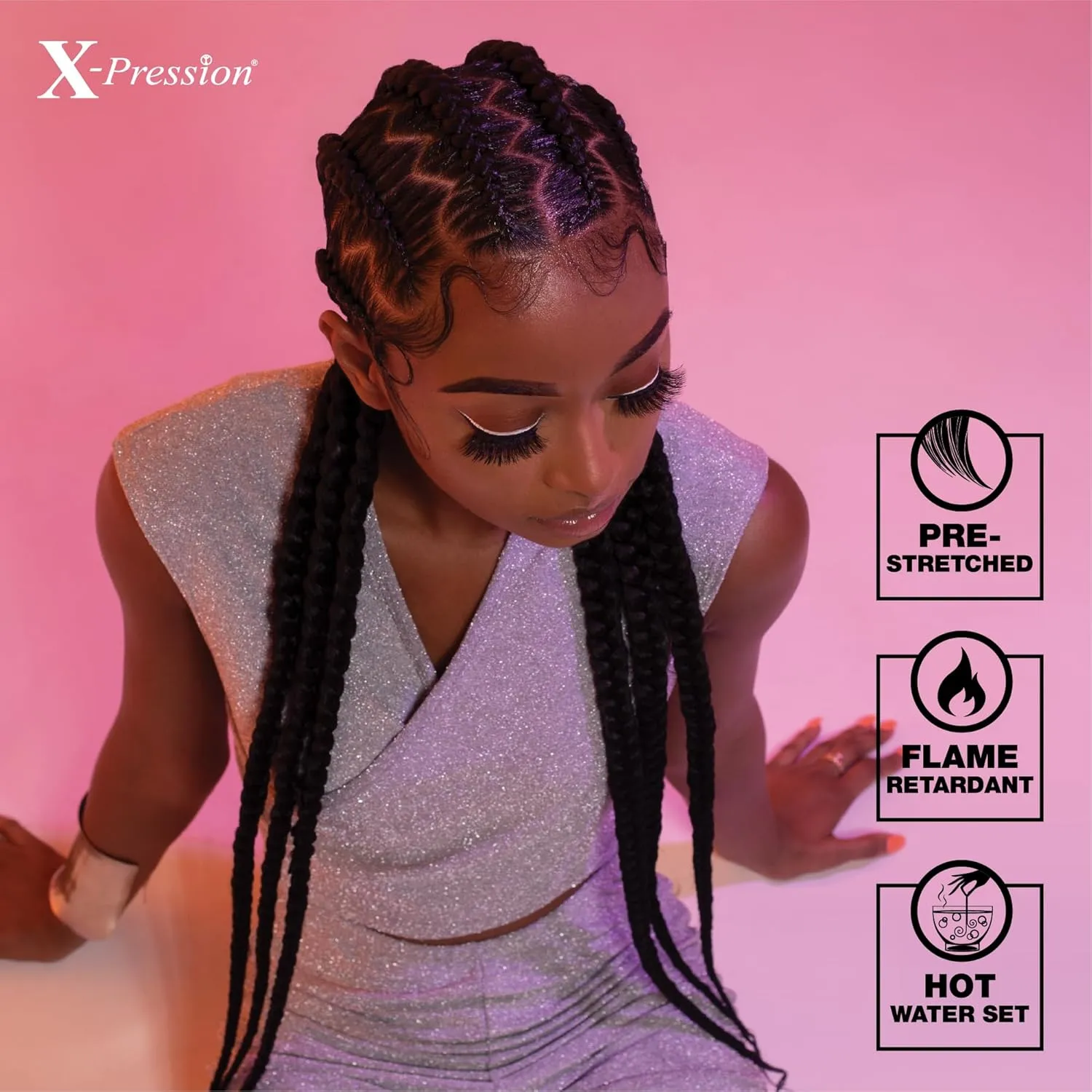 Sensationnel X-pression prestretched braiding hair - 3x braid 58 inch all kanekalon flame retardant synthetic braid for box braids and twists (3 pack, 30 LIGHTAUBURN)