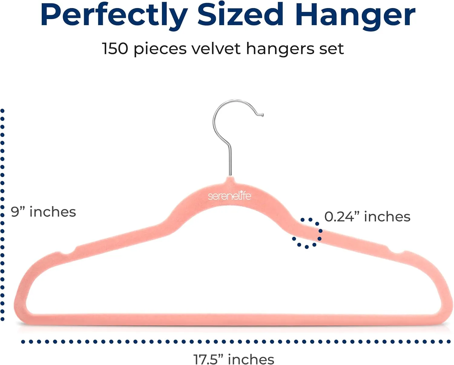 SereneLife 150 Pack Velvet Hangers - Non-Slip with 360° Swivel Hook - Ultra-Thin, Lightweight, Space-Saving, Felt Hangers for Shirts, Sweaters, Hoodies, Kids Clothes & Dresses