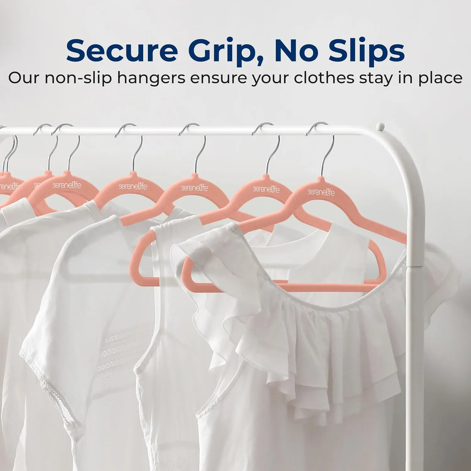 SereneLife 150 Pack Velvet Hangers - Non-Slip with 360° Swivel Hook - Ultra-Thin, Lightweight, Space-Saving, Felt Hangers for Shirts, Sweaters, Hoodies, Kids Clothes & Dresses