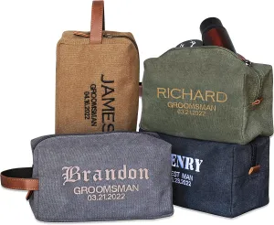 Set of 6 - Groomsmen Gifts for Wedding, Personalized Embroidered Groomsman Toiletry Bags - 8 Thread Colors - Groomsman Proposal Gift Idea - Grey