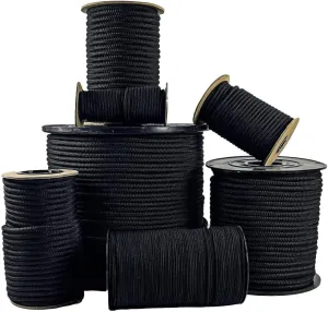 SGT KNOTS Diamond Grip Black Bungee Cord - 100% Stretch Elastic Cord and Absorbent Bungee Shock Cord for Camping, Kayak Deck, Crafting (1/8" x 300ft)