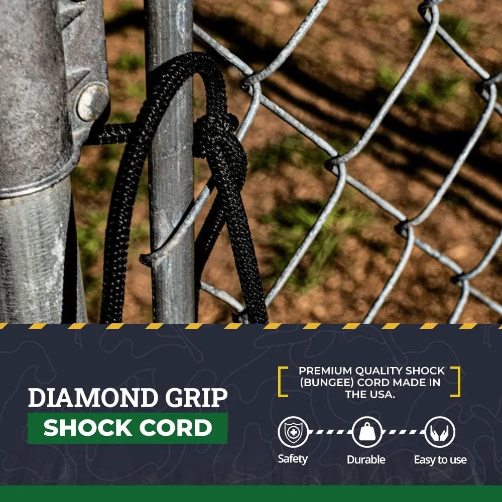 SGT KNOTS Diamond Grip Black Bungee Cord - 100% Stretch Elastic Cord and Absorbent Bungee Shock Cord for Camping, Kayak Deck, Crafting (1/8" x 300ft)