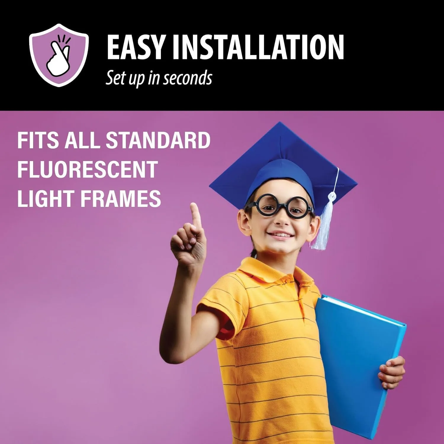 ShadeOn Fluorescent Light Covers for Ceiling Lights (4-Pack) - 2x4 ft Magnetic Light Covers for Ceiling Lights Classroom & Office - Tranquil Blue