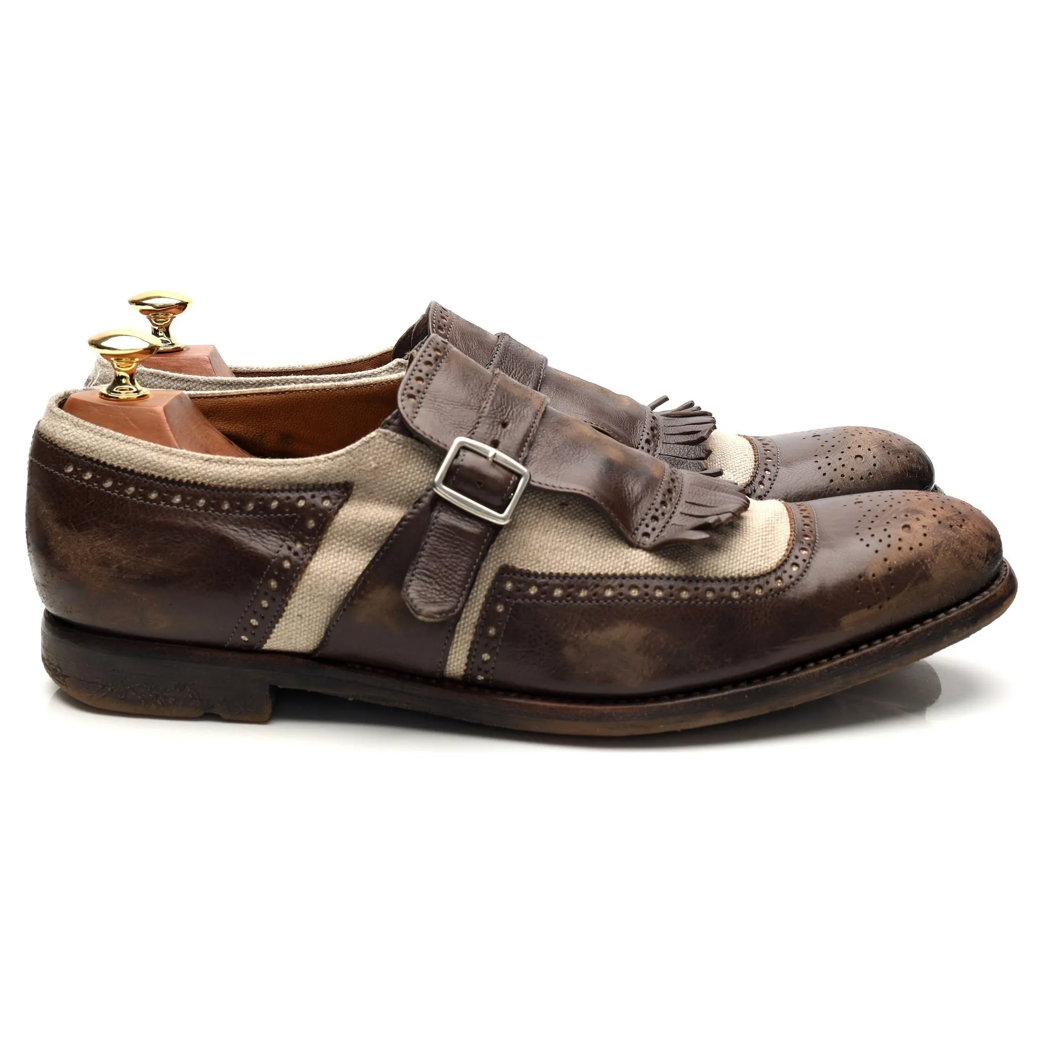 'Shanghai' Dark Brown Leather Monk Strap UK 10 F