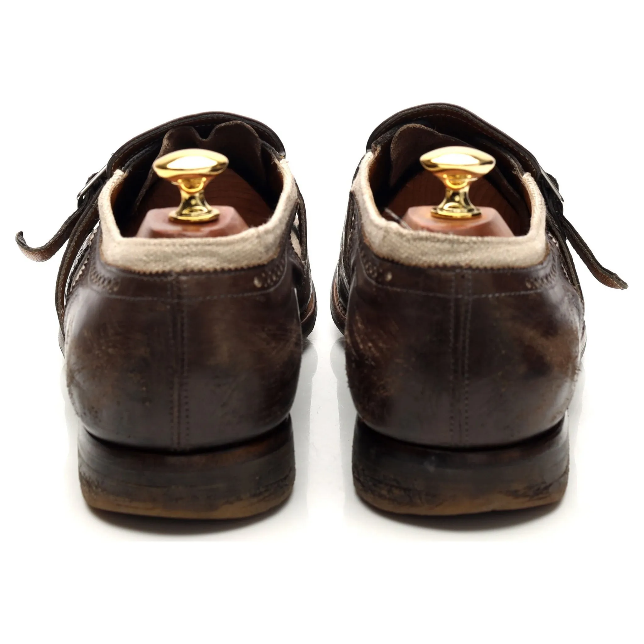 'Shanghai' Dark Brown Leather Monk Strap UK 10 F