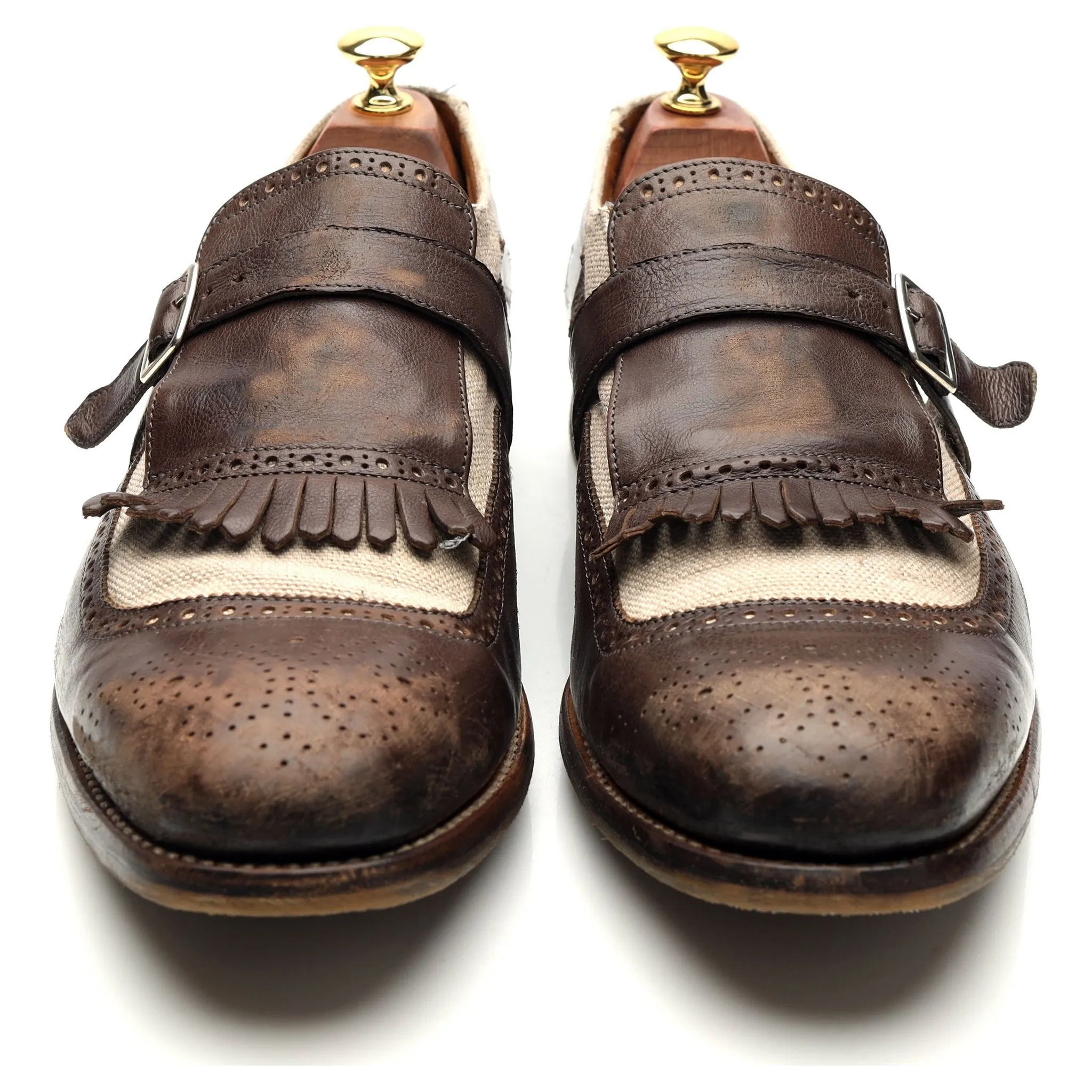 'Shanghai' Dark Brown Leather Monk Strap UK 10 F