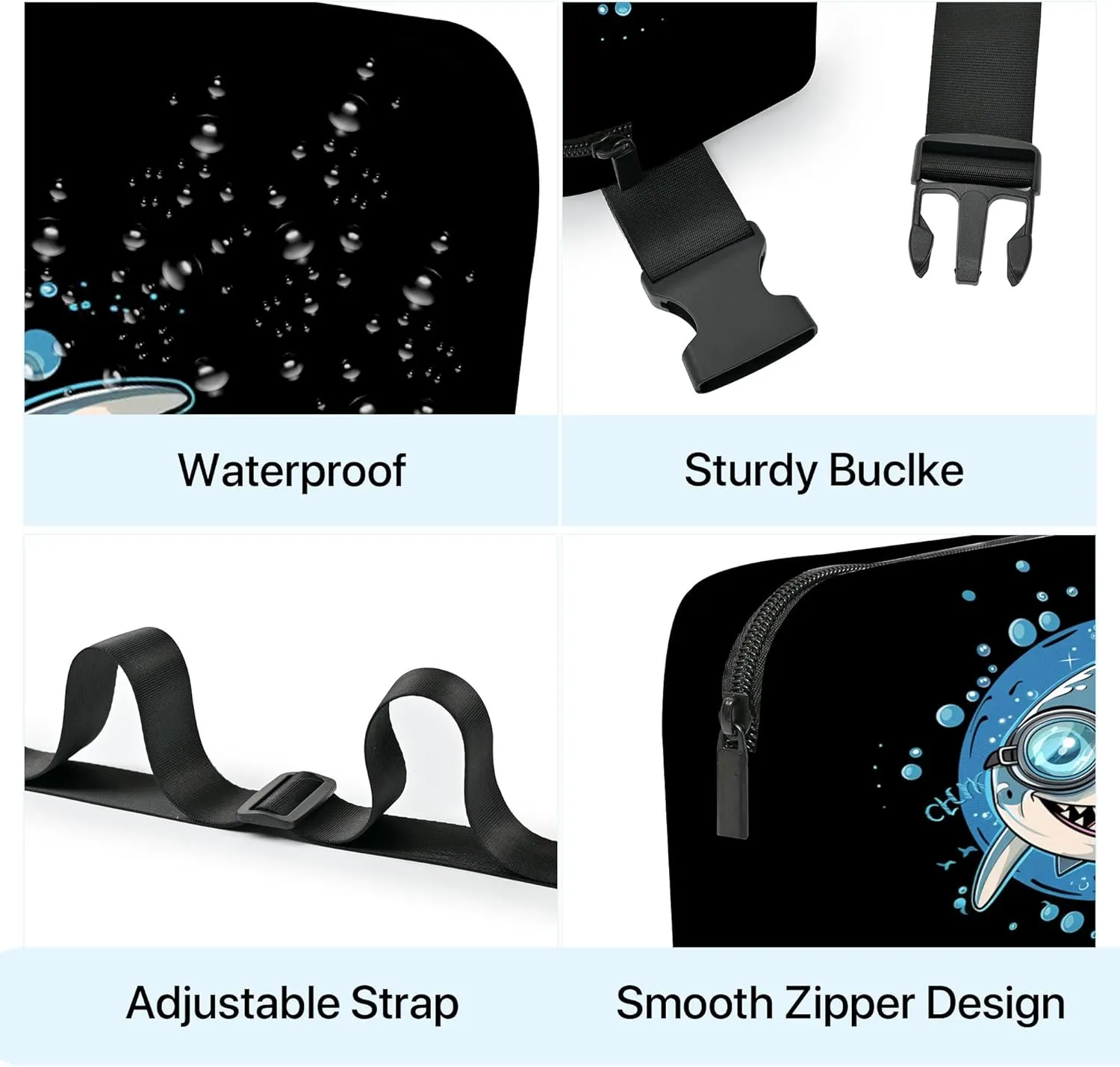 Shark Fanny Pack Fashion Belt Bag Small Crossbody Bags for Women Casual Waist Packs with Adjustable Strap