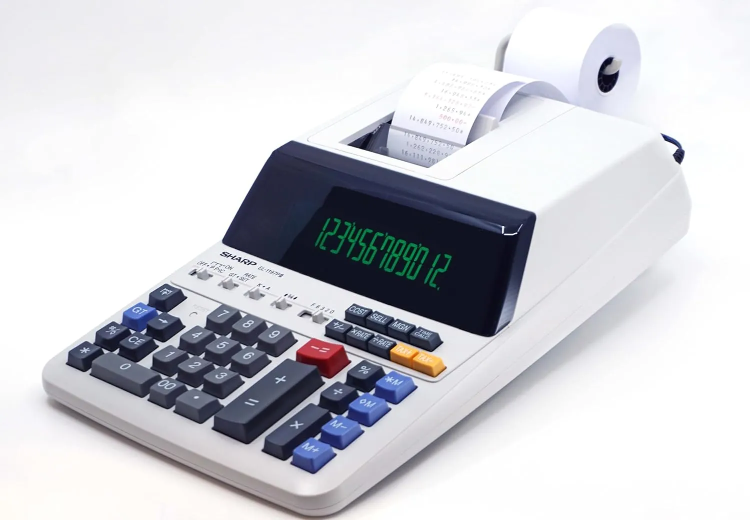 Sharp EL-1197PIII Heavy Duty Color Printing Calculator with Clock and Calendar