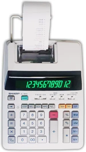 Sharp EL-1801V Ink Printing Calculator, Fluorescent Display, AC, Off-White