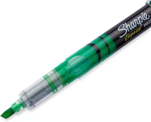 Sharpie Accent Liquid Pen Style Highlighter, Chisel Tip, Fluorescent Green, 12/Pk
