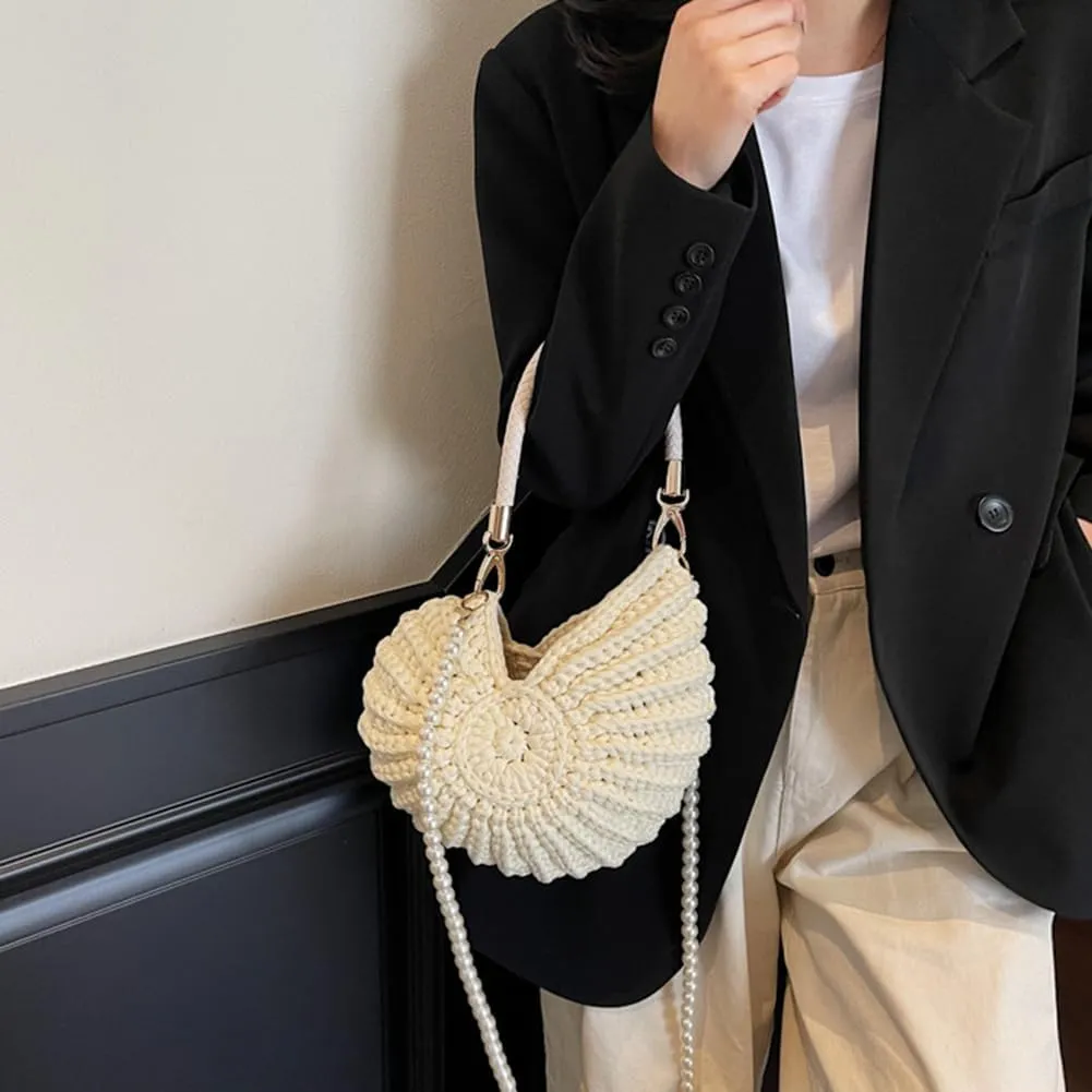 Shell Purse for Women,Handwoven Fashion Seashell Bag Luxury Shell Clutch Purse Unique Clutch Summer Beach Bag
