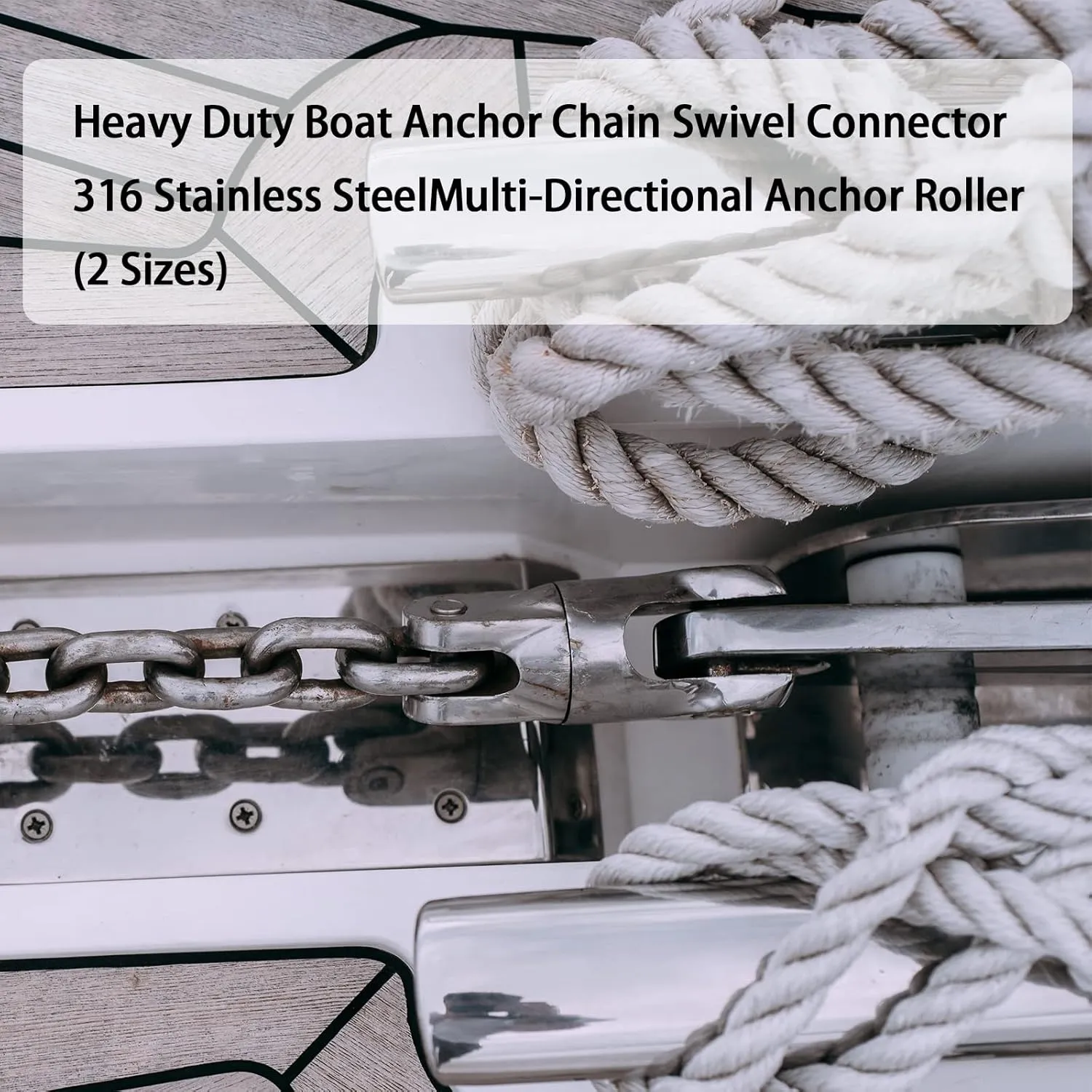 SHENGHUISS Heavy Duty Boat Anchor Chain Swivel Connector 316 Stainless SteelMulti-Directional Anchor Roller (2 Sizes)