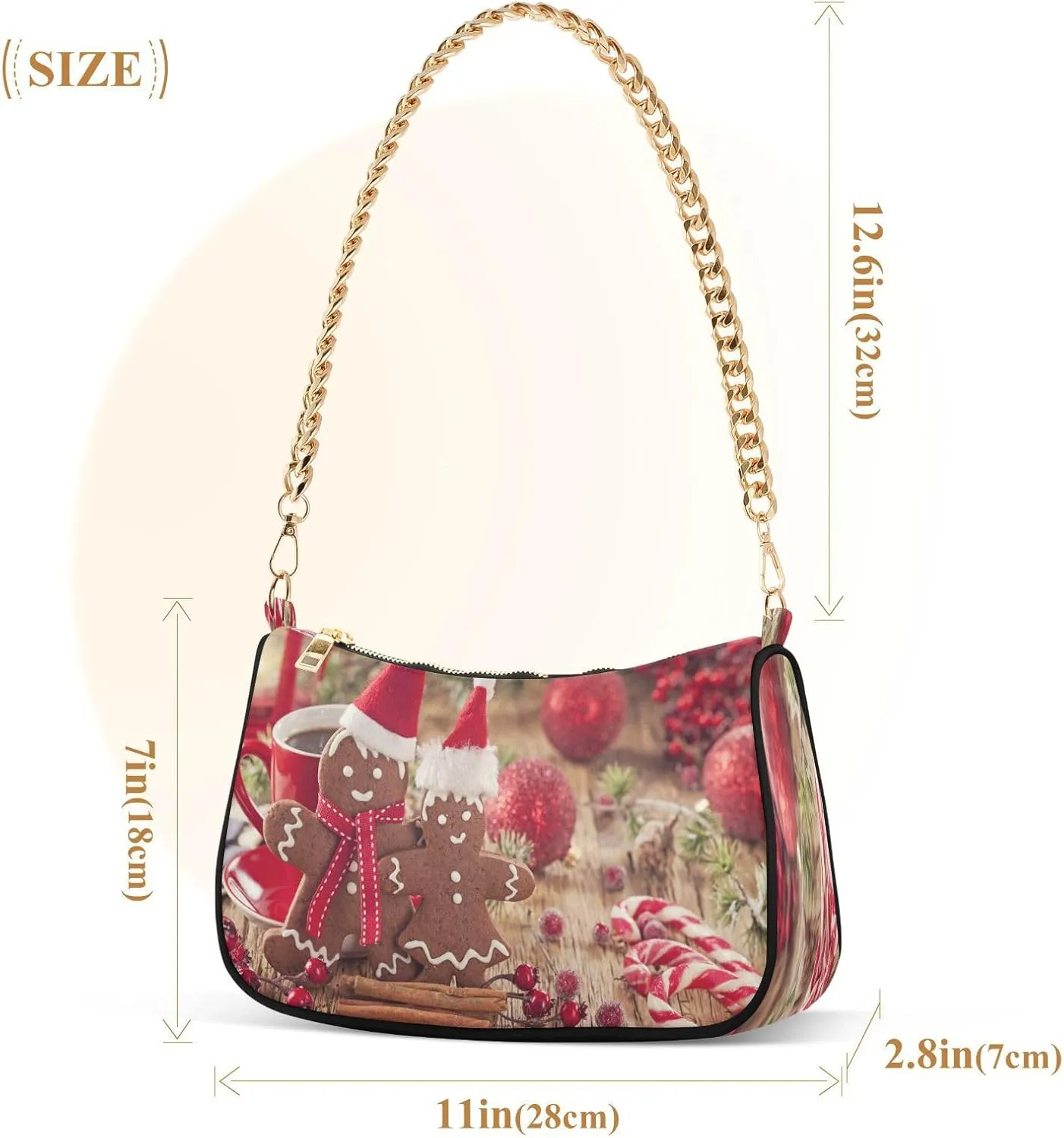 Shoulder Bag for Women Hobo Tote Handbag Gold Chain Crossbody Bag with Zipper Clutch Purse Handbags