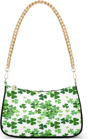 Shoulder Bags for Women Lucky Clover Shamrocks Hobo Tote Handbag Small Clutch Purse with Zipper Closure