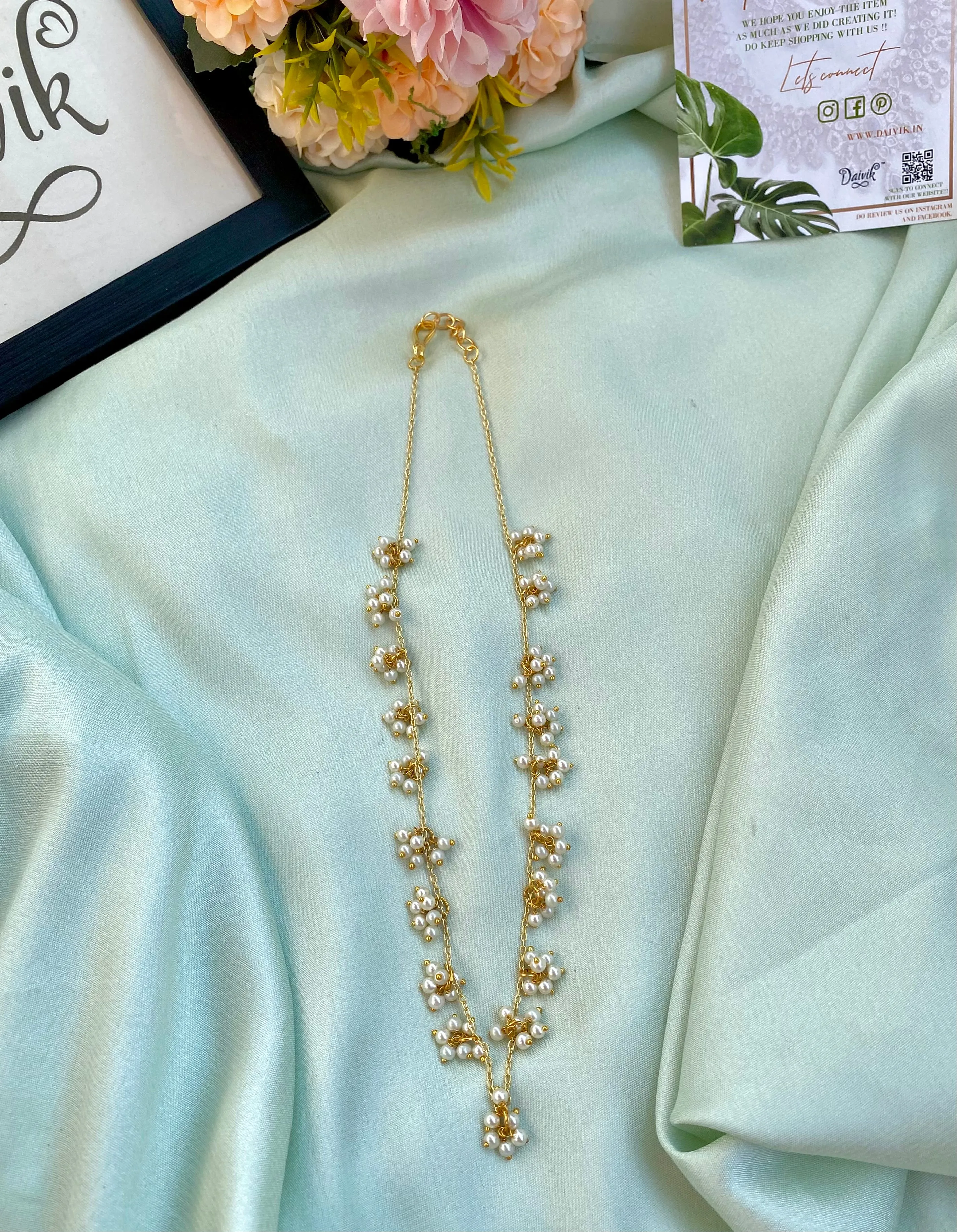 Simple Ghungroo White Pearl Chain