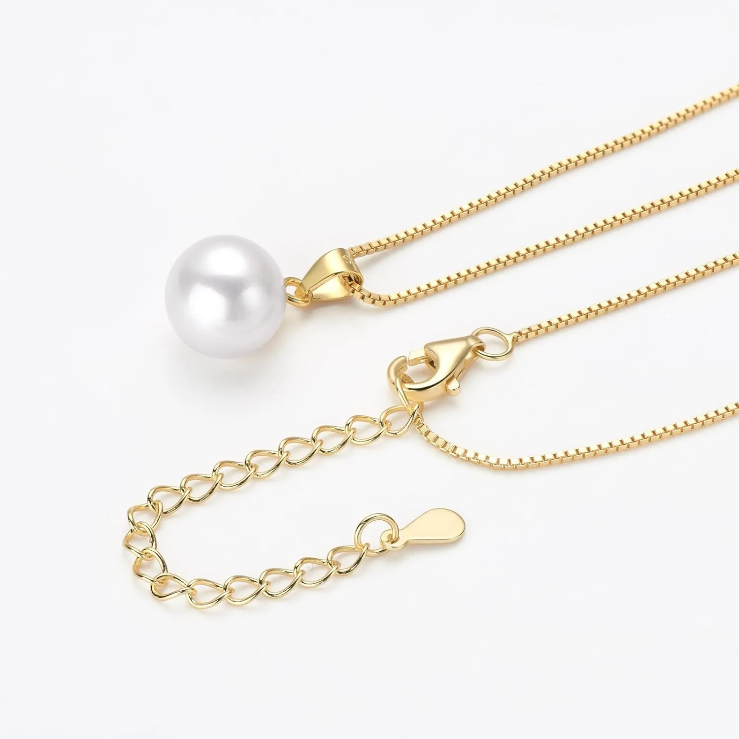 Simple Pearl Necklace for Women, 925 Sterling Silver Freshwater Cultured Single Pearl Pendant Necklaces, Anniversary Birthday Wedding Jewelry Gifts for Mom Wife Daughter