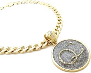 SJ ICED Out QC Quality Control Pendant & 20" Cuban Chain Hip HOP Necklace RC3420