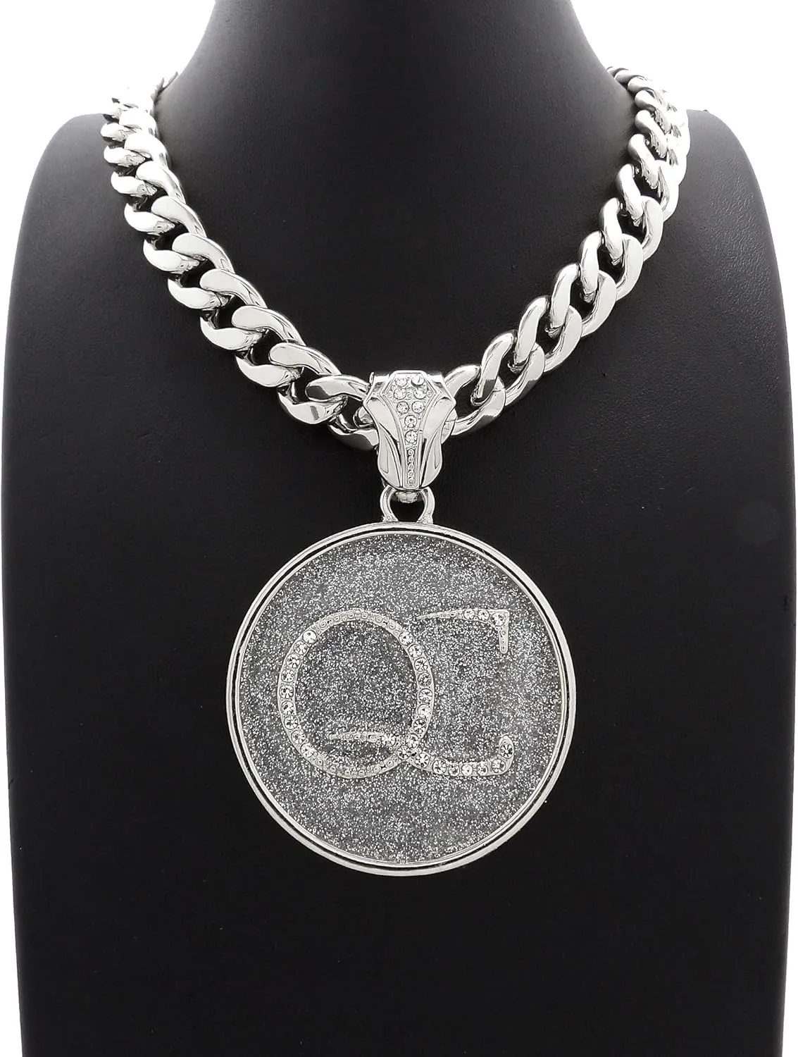 SJ ICED Out QC Quality Control Pendant & 20" Cuban Chain Hip HOP Necklace RC3420