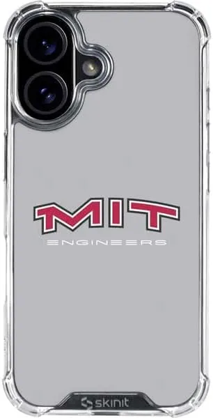Skinit Clear Phone Case Compatible with iPhone 16 Plus - Officially Licensed Massachusetts Institute of Technology MIT Engineers Grey Design