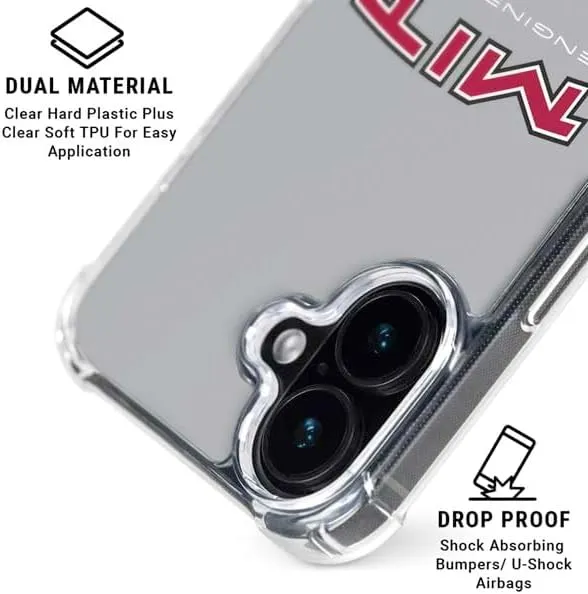 Skinit Clear Phone Case Compatible with iPhone 16 Plus - Officially Licensed Massachusetts Institute of Technology MIT Engineers Grey Design