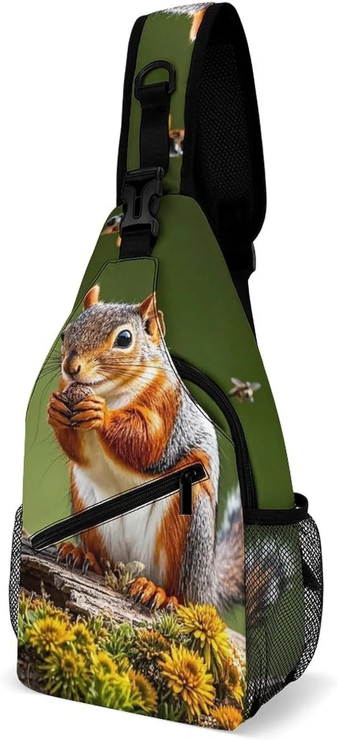 Sling Bag for Women Men Chest Bag Birds, Squirrels, Insects Crossbody Bag Small Sling Backpack Daypack Fanny Packs