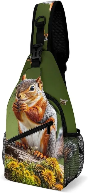 Sling Bag for Women Men Chest Bag Birds, Squirrels, Insects Crossbody Bag Small Sling Backpack Daypack Fanny Packs