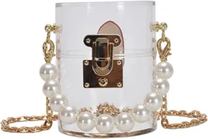 Small Acrylic Pearl Handbag for Women Trendy Crossbody Bag Pearl Decoration and Sturdy Material