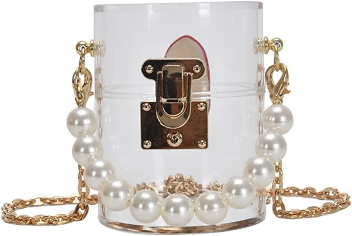 Small Acrylic Pearl Handbag for Women Trendy Crossbody Bag Pearl Decoration and Sturdy Material