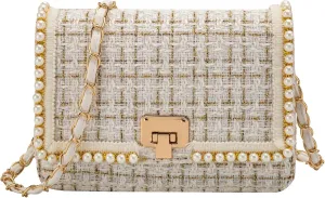 Small Crossbody Bags for Women Leather Shoulder Bag with Chain Strap Trendy Clutch Satchel Ladies pearl Evening Bags