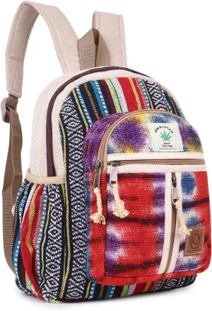 Small Lightweight Daypack Backpack Handmade Himalayan Hemp Travel, Hiking, Purse for Men, Women