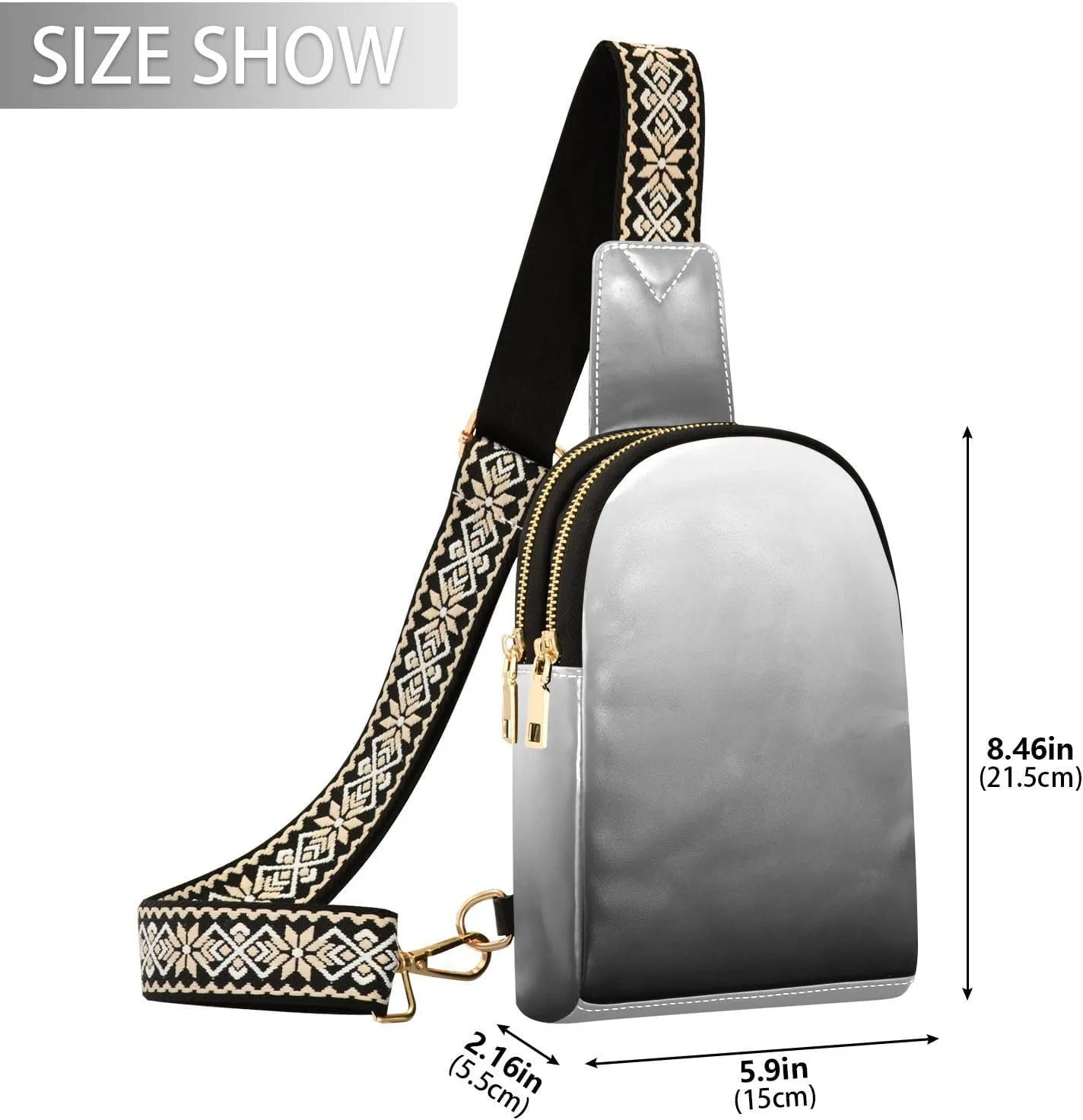 Small Sling Bag for Women Black Crossbody Fanny Packs for Travel, Casual 20810-1