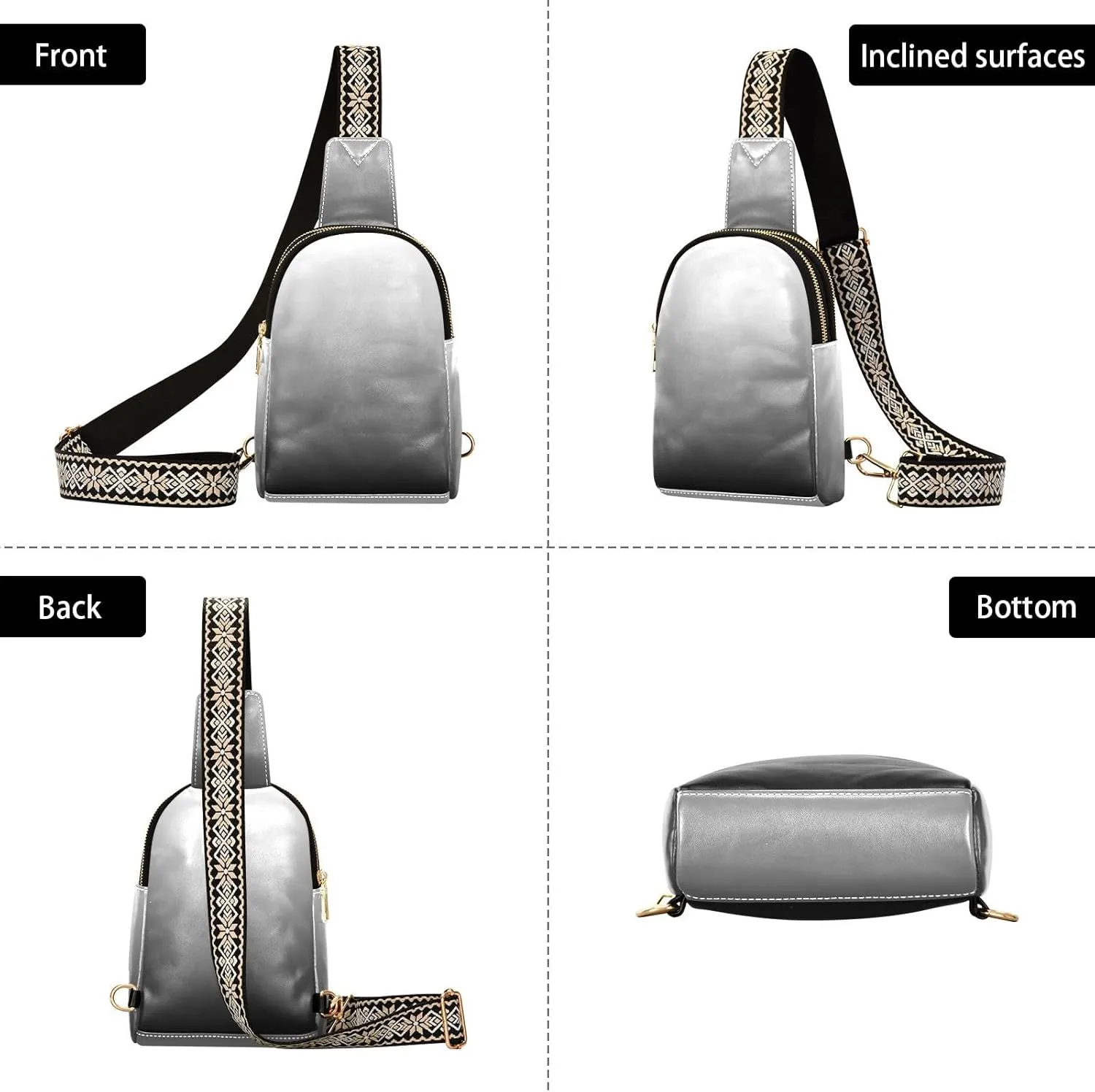 Small Sling Bag for Women Black Crossbody Fanny Packs for Travel, Casual 20810-1