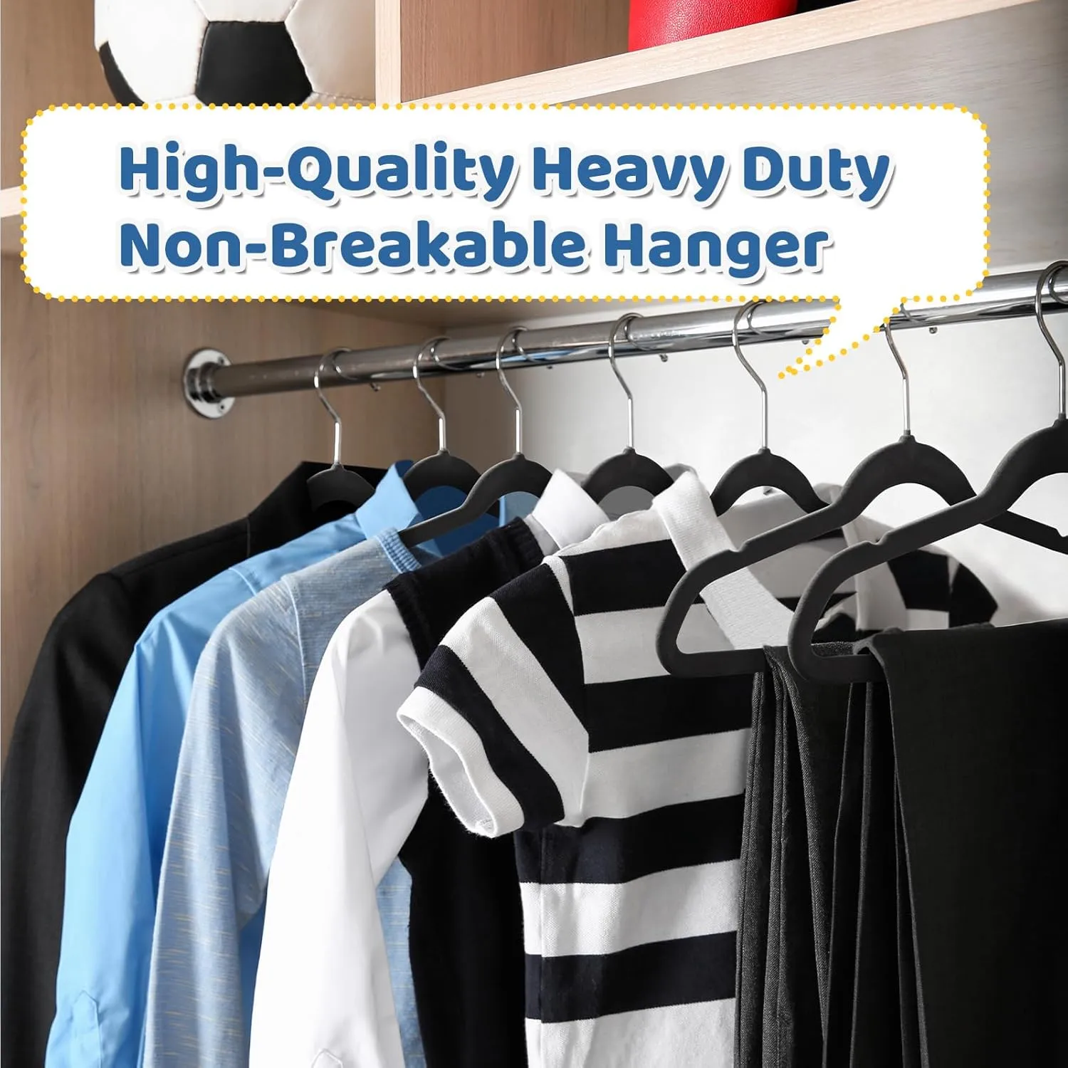Smartor Premium 14 Inch Kids Hangers 50 Pack, Black Baby Velvet Hanger, Non Slip, Space Saving Felt Hangers Clothes Organizers for Closet with 360° Swivel Hook for Children, Toddler & Teens