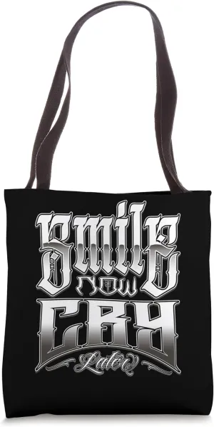 SMILE NOW CRY LATER Chicano Art Clown Masks Laugh Now Cholo Tote Bag