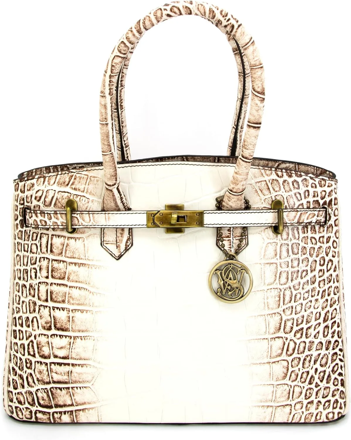 Smith & Wesson Croc Handbag – Concealed Carry Purse, Genuine Leather Handbag with Secure CCW Compartment - Beige/Brown