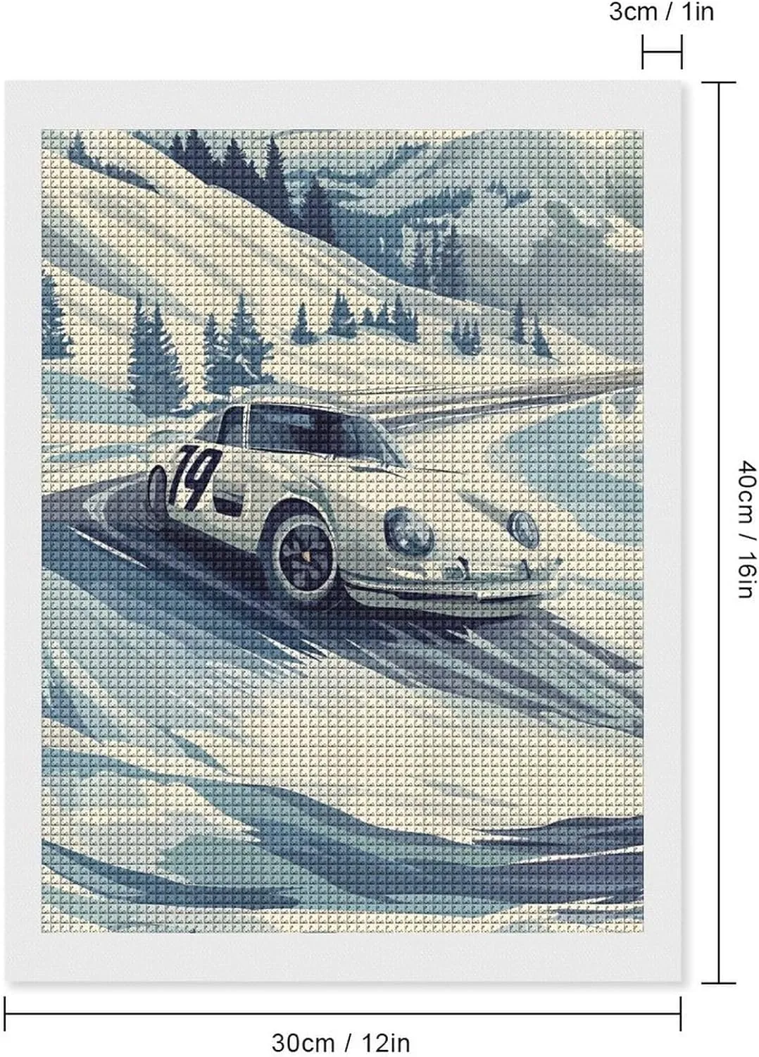 Snow Mountain Racing Car Diamond Art Painting Kits Full Drill 5D Pictures Arts Craft for Home Wall Decor for Adults DIY Gift 12"x16"