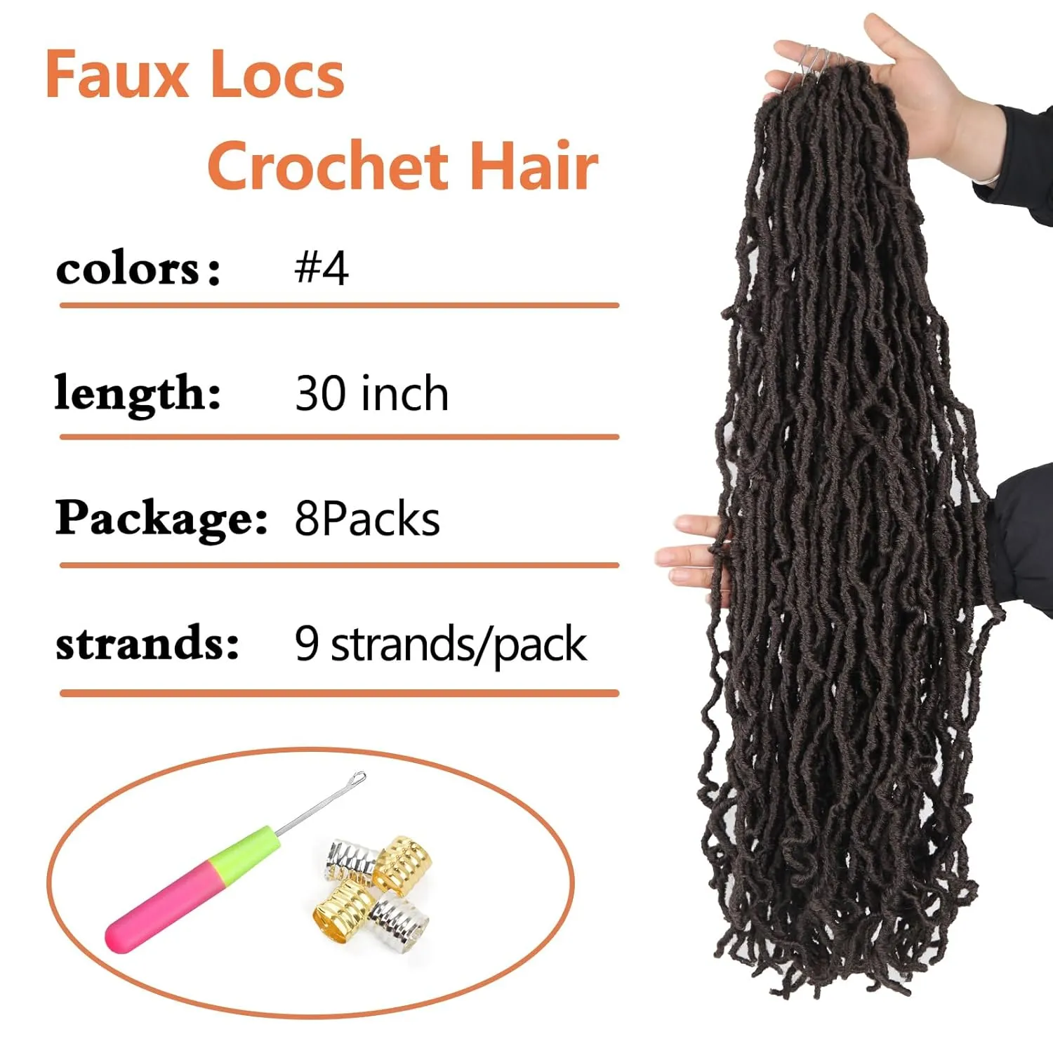 Soft Locs 30 Inch Synthetic 8 Packs Faux Locs Pre Looped Curly Wavy Crochet Hair For Black Women Hair Extensions