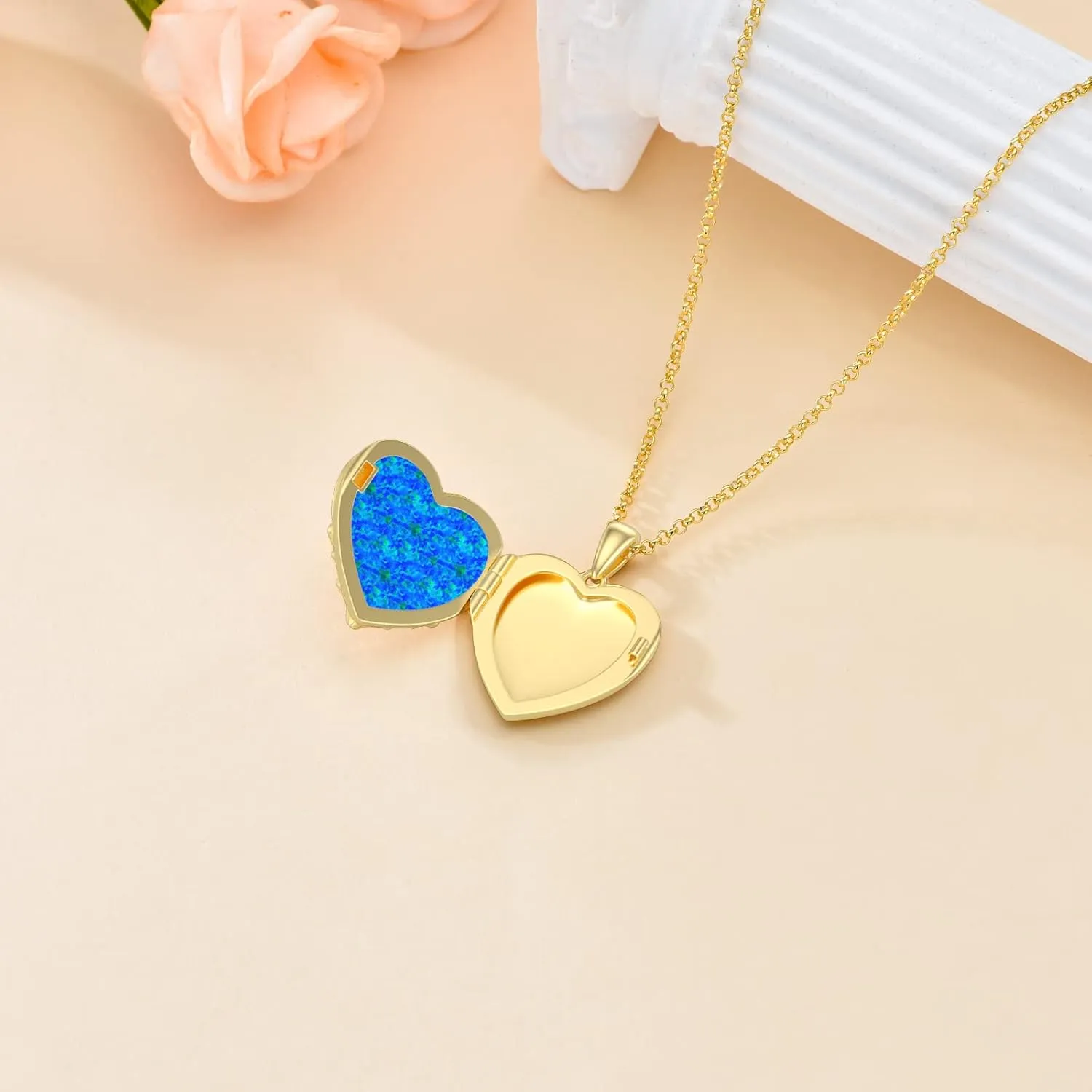 SOULMEET Sunflower Heart Shaped Opal/Abalone/Pearl Shell/Malachite Locket Necklace That Holds Pictures Photo You are My Sunshine Personalized Silver Gold Locket Jewelry Gift