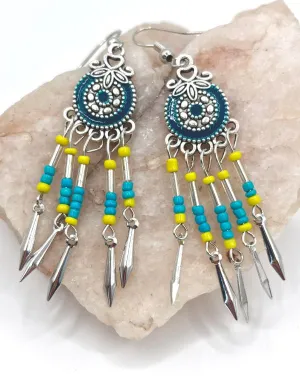 Southwestern Color 'Pop' Beaded Tassel Earrings