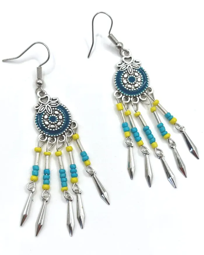 Southwestern Color 'Pop' Beaded Tassel Earrings