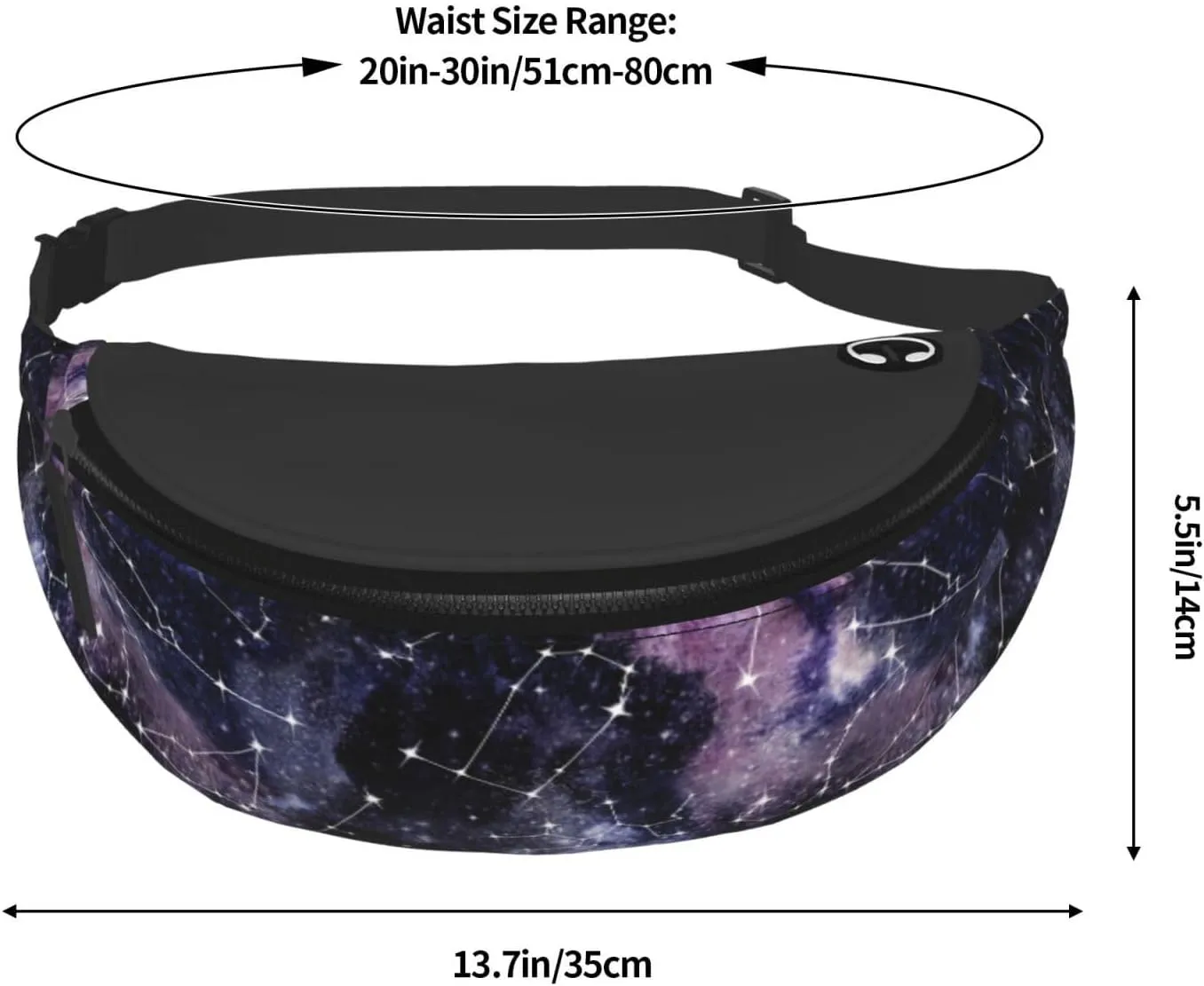 Space Star Pagan Space Black Galaxy Constellation Fashion Casual Fanny Pack Waist Bag Men Women Adjustable Belt Waist Bag For Travel Hiking Cycling Running Festival Carnival