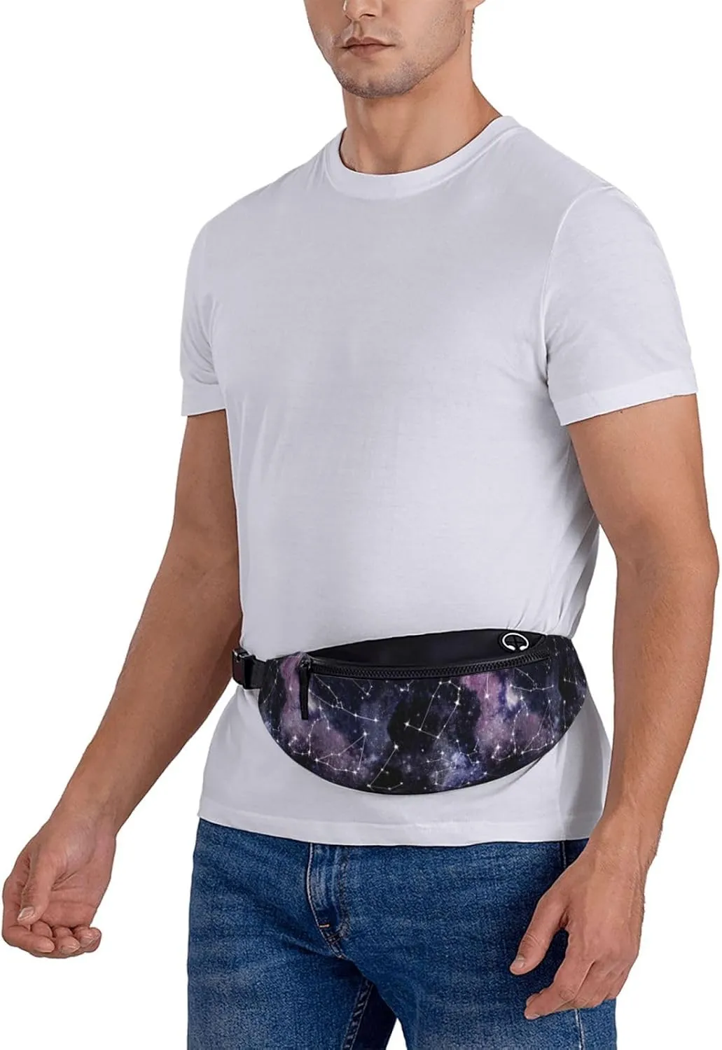 Space Star Pagan Space Black Galaxy Constellation Fashion Casual Fanny Pack Waist Bag Men Women Adjustable Belt Waist Bag For Travel Hiking Cycling Running Festival Carnival
