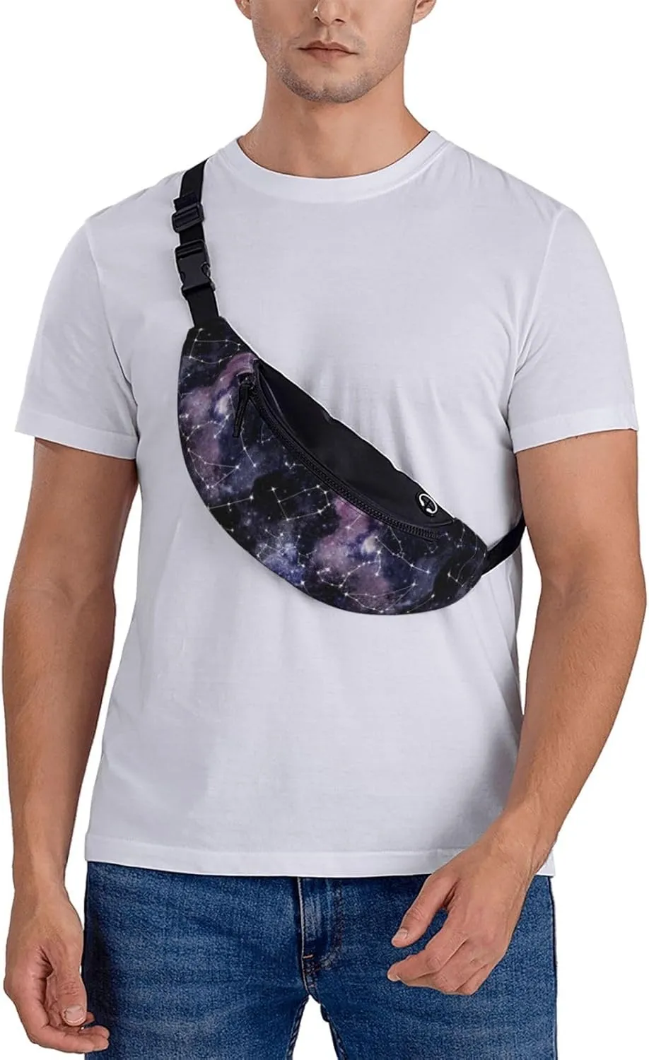 Space Star Pagan Space Black Galaxy Constellation Fashion Casual Fanny Pack Waist Bag Men Women Adjustable Belt Waist Bag For Travel Hiking Cycling Running Festival Carnival